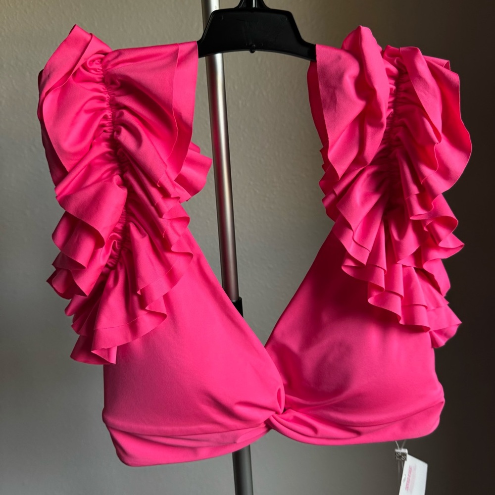 NWT LILLY PULITZER  Steviekate Ruffle Bikini Top & Bottom Roxie Pink Sz 8 - Picture 8 of 14
